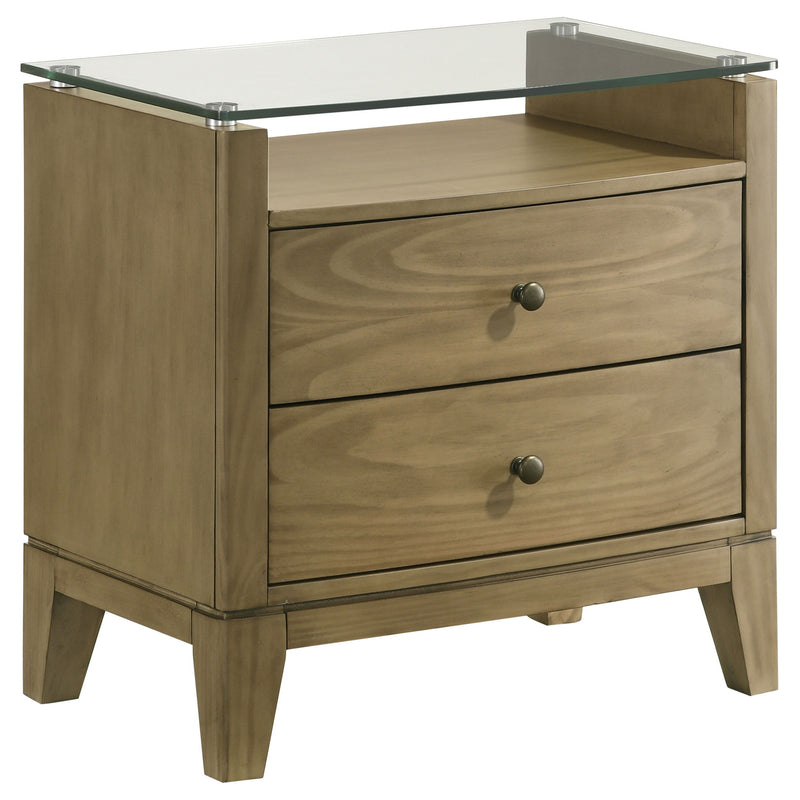 Granada - 2-Drawer Glass Top Nightstand - Natural Pine - JaxCo Furniture