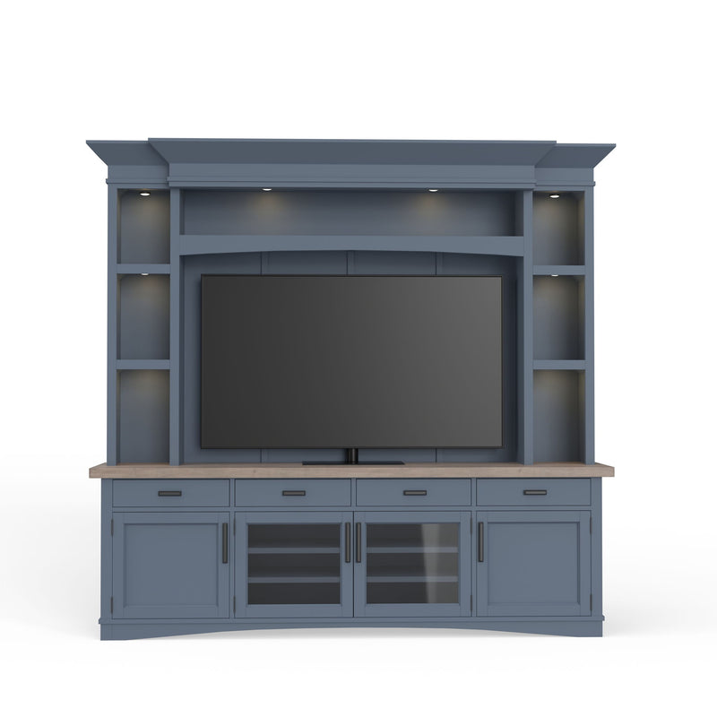 Americana Modern - TV Console with Hutch, Backpanel and LED Lights - JaxCo Furniture
