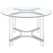 Keeling - 5 Piece Round Glass Top Acrylic Dining Set - Chrome - JaxCo Furniture