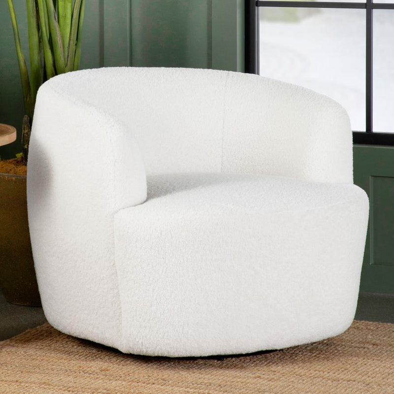 Hudson - Faux Sheepskin Upholstered Swivel Chair - Natural - JaxCo Furniture