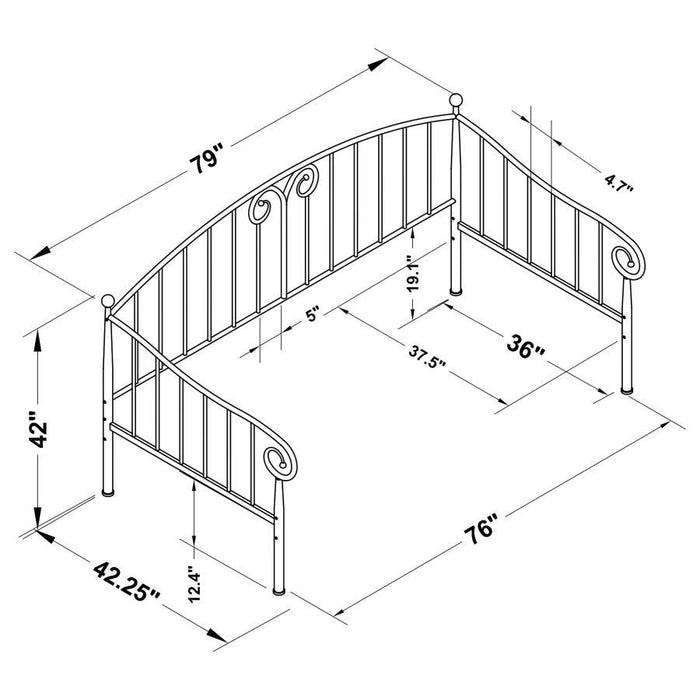 Grover - Metal Twin Daybed - Black - JaxCo Furniture