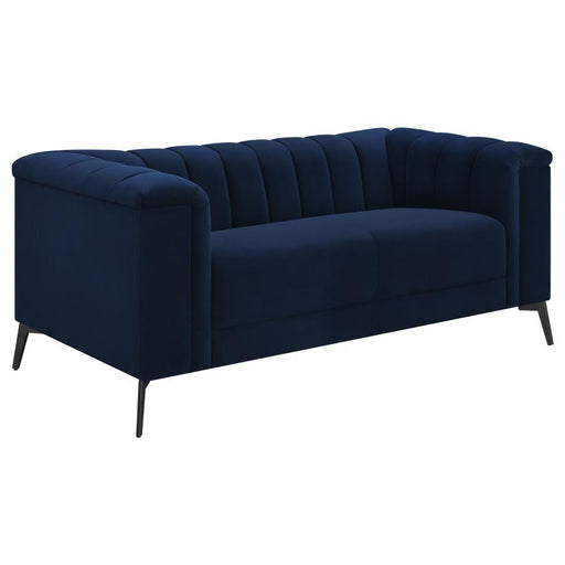 Chalet - Upholstered Tuxedo Arm Tufted Loveseat - Blue - JaxCo Furniture