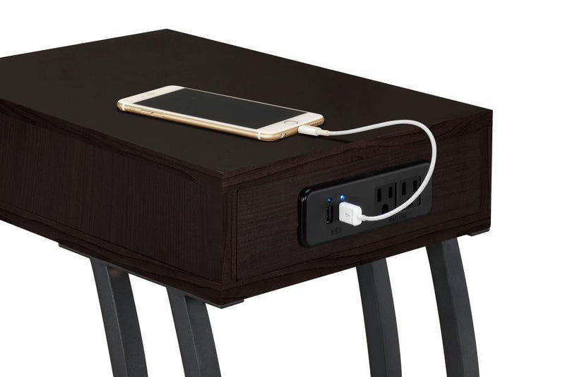 Troy - 1-Drawer C-Shaped Side Table Power Outlet - JaxCo Furniture