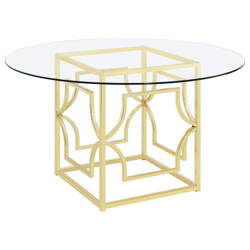 Starlight - Round Glass Top Metal Dining Table - JaxCo Furniture