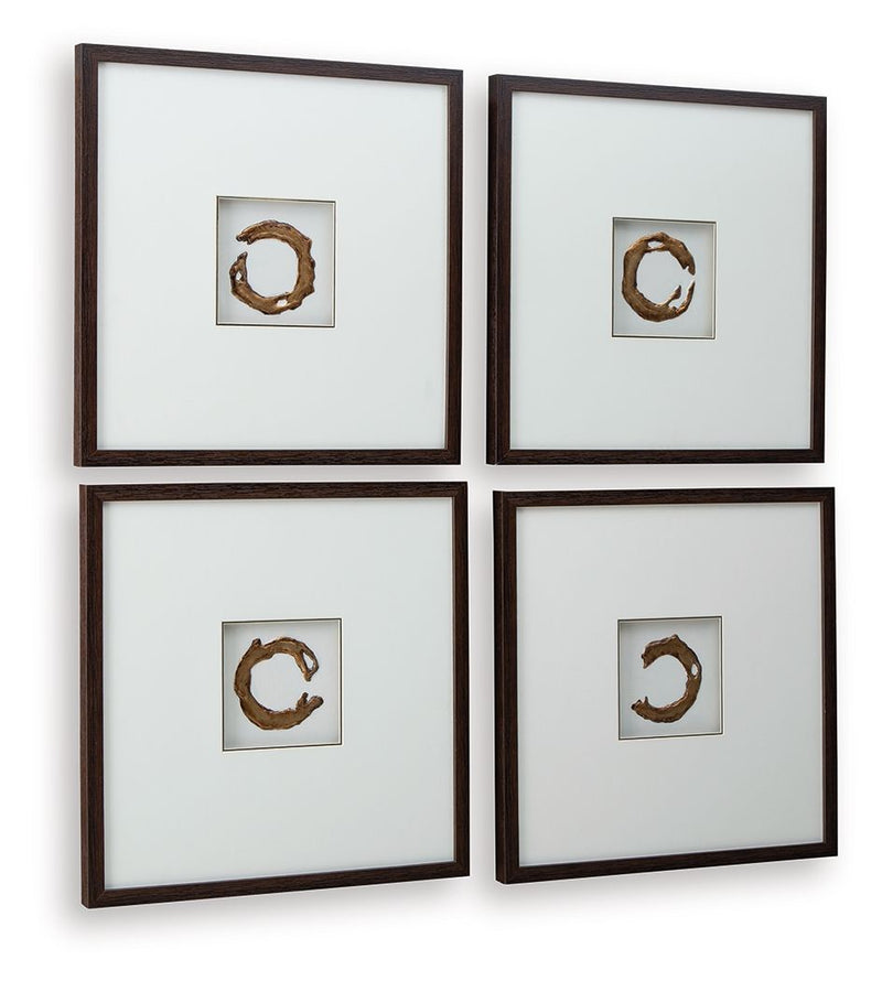 Dallbourne - White / Gold Finish - Wall Art Set (Set of 4) - JaxCo Furniture