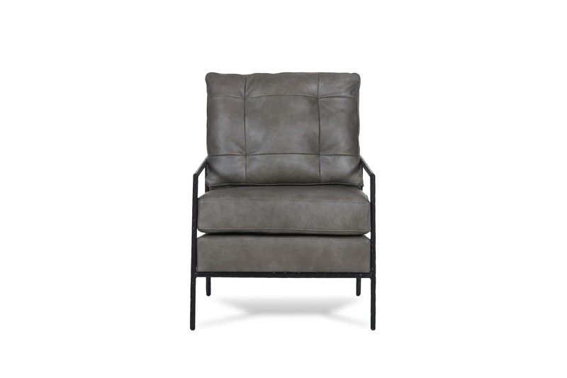 Classic Custom - Corbin Leather Stationary Accent Chair - Dark Gray - JaxCo Furniture