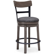 Caitbrook - Gray - UPH Swivel Barstool - JaxCo Furniture