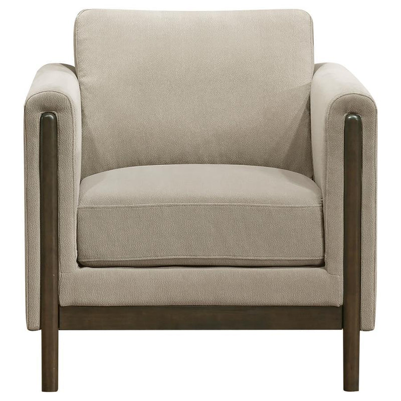 Islington - Fabric Upholstered Panel Arm Accent Chair - Taupe - JaxCo Furniture
