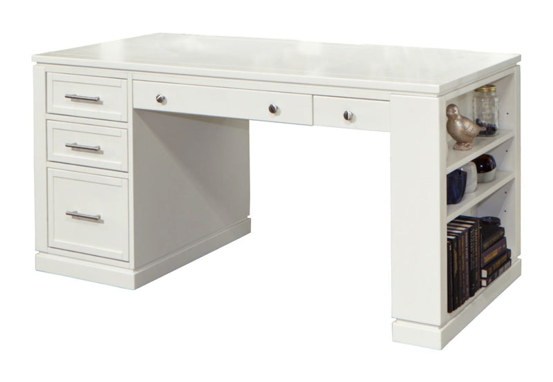 Catalina - Two Piece Writing Desk With Power Center And USB - Cottage White - JaxCo Furniture