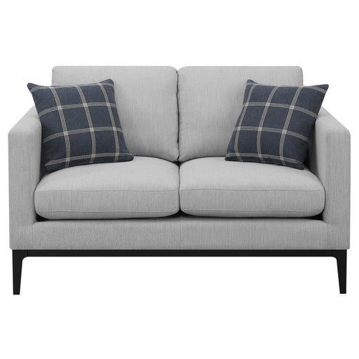 Apperson - Upholstered Track Arm Loveseat - Light Gray - JaxCo Furniture