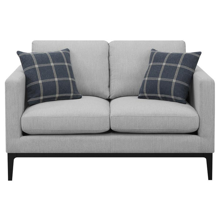 Apperson - Upholstered Track Arm Loveseat - Light Gray - JaxCo Furniture