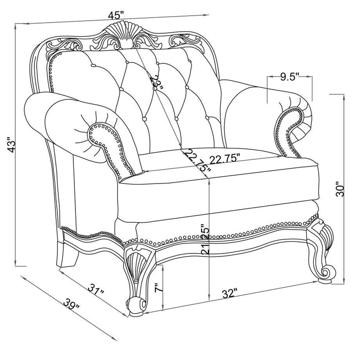 Victoria - Full Leather Upholstered Rolled Arm Chair - Brown - JaxCo Furniture