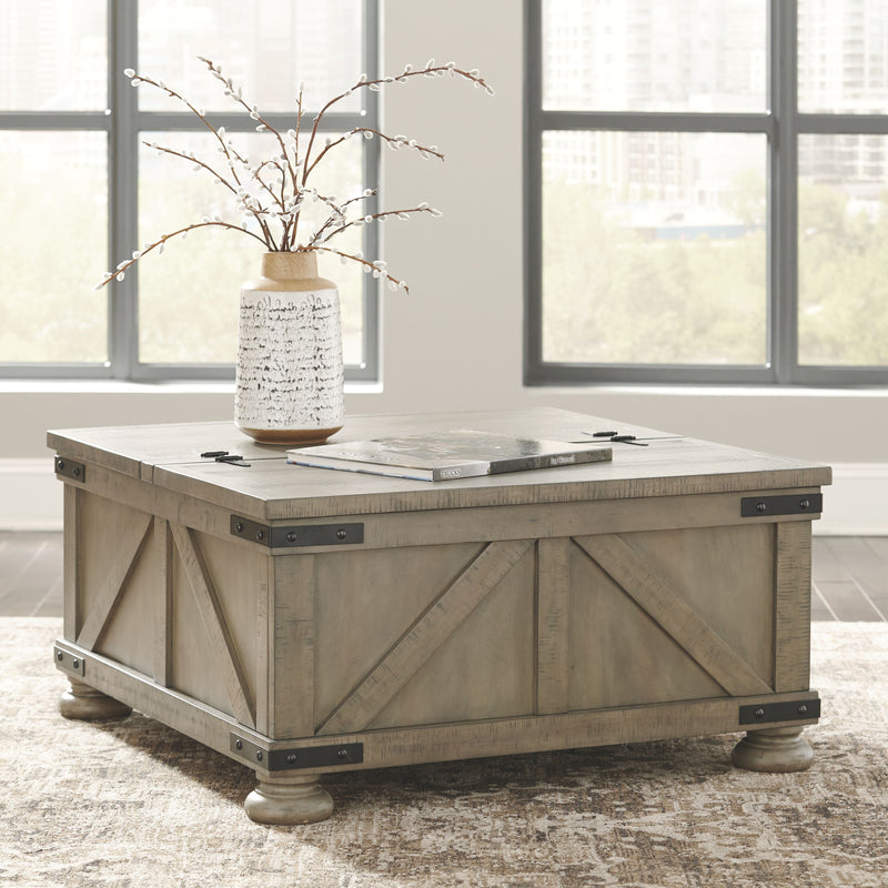 Aldwin - Gray - Cocktail Table With Storage - Square - JaxCo Furniture