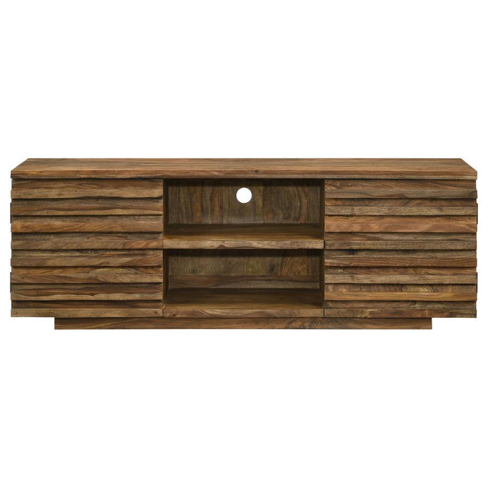 Julia - 2 Door Solid Sheesham Wood TV Stand - Natural - JaxCo Furniture