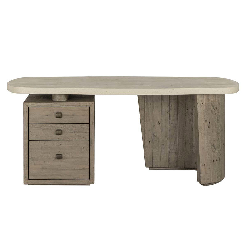 Angus - Solid Wood Desk - Distressed Gray / Antique White - JaxCo Furniture