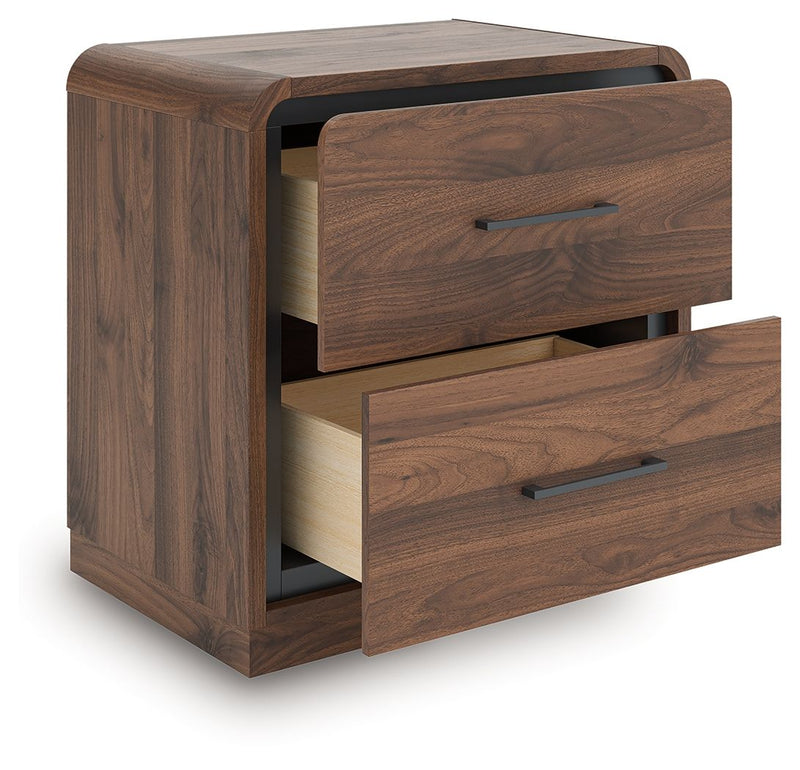 Fortlorn - Walnut Brown - Two Drawer Night Stand - JaxCo Furniture