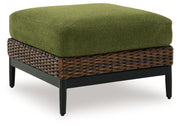 Horizon Hall - Brown / Green - Ottoman With Cushion - JaxCo Furniture