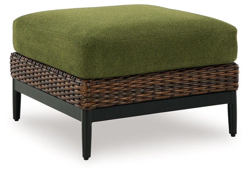 Horizon Hall - Brown / Green - Ottoman With Cushion - JaxCo Furniture