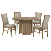 Adina - 5 Piece Round Dining Table Set - Barley / Distressed Light Brown - JaxCo Furniture