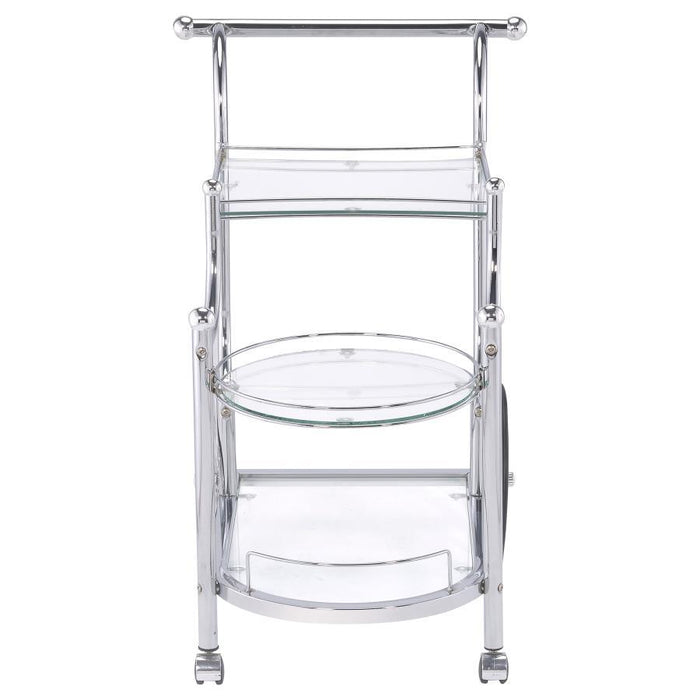 Sarandon - 3-Tier Glass Shelf Metal Bar Cart - Chrome - JaxCo Furniture