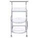 Sarandon - 3-Tier Glass Shelf Metal Bar Cart - Chrome - JaxCo Furniture