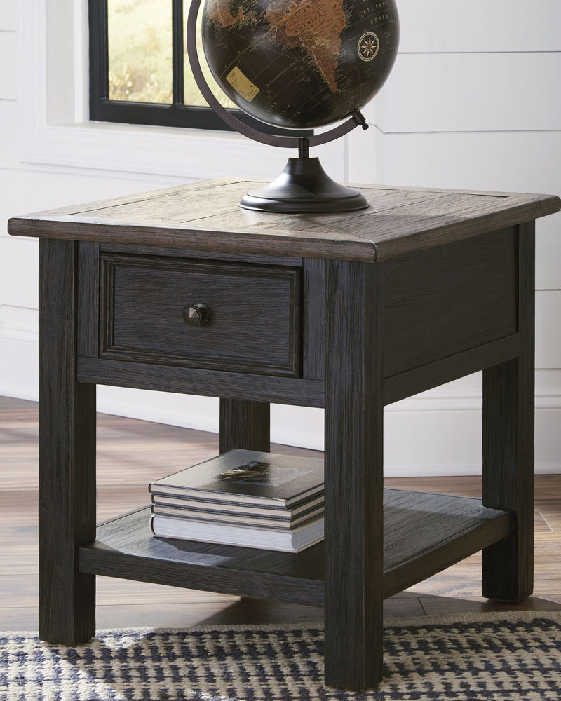 Tyler - Grayish Brown / Black - Rectangular End Table - JaxCo Furniture