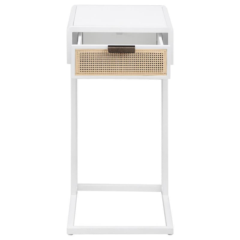 Amherst - 1-Drawer Radio Weave Cane Metal Side Table - JaxCo Furniture
