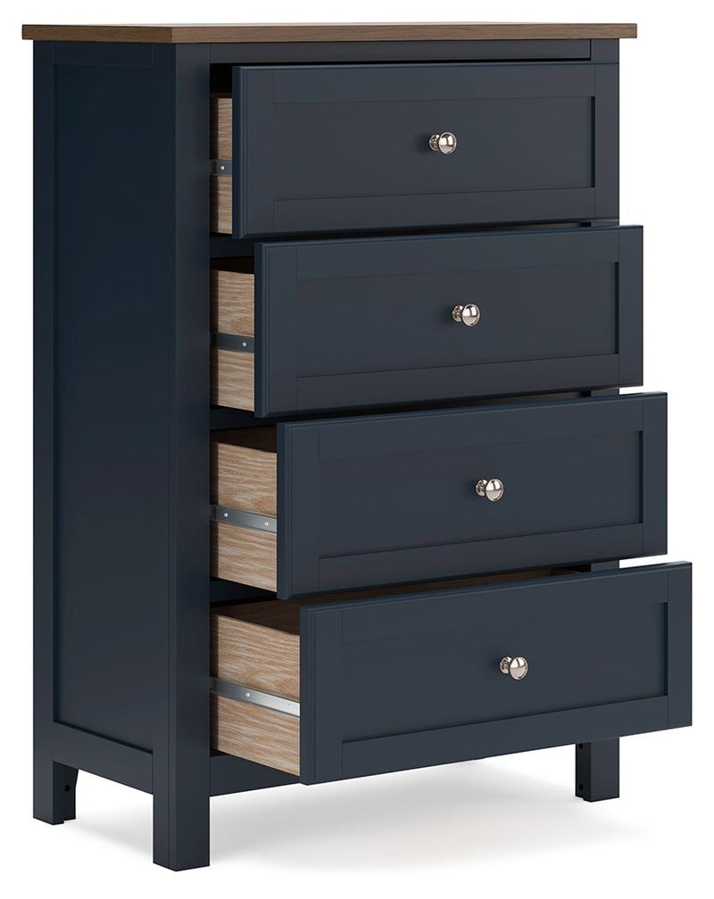 Landocken - Brown / Blue - Four Drawer Chest - JaxCo Furniture