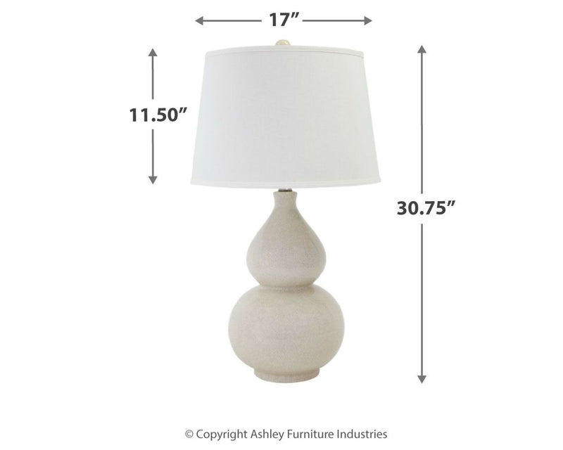 Saffi - Cream - Ceramic Table Lamp - JaxCo Furniture