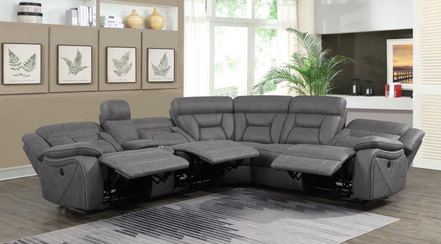 Higgins - Four-Piece Upholstered Power Sectional - JaxCo Furniture