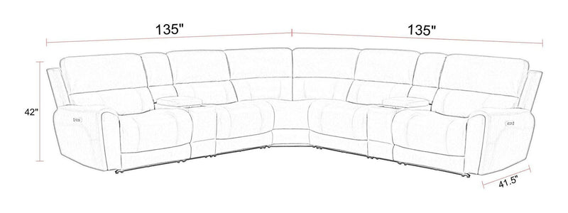 Hancock - Zero Gravity Power Reclining Sectional With Power Adjustable Headrests - JaxCo Furniture