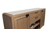 Escape - Dining Buffet Server With Stone Top - Glazed Natural Oak / Natural Cane / Vanilla Bean Stone - JaxCo Furniture