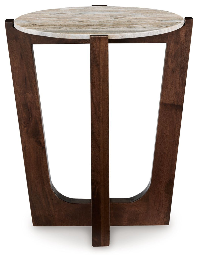 Tanidore - Warm Brown - Round End Table - JaxCo Furniture