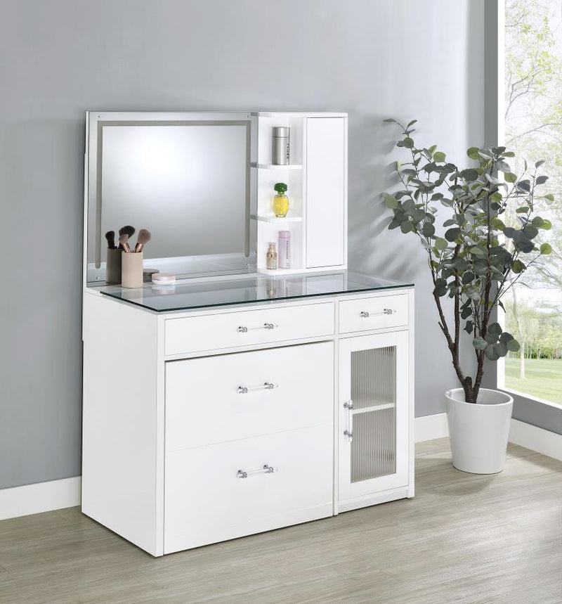 Flora - 2-Drawer Vanity Set With LED Mirror - JaxCo Furniture