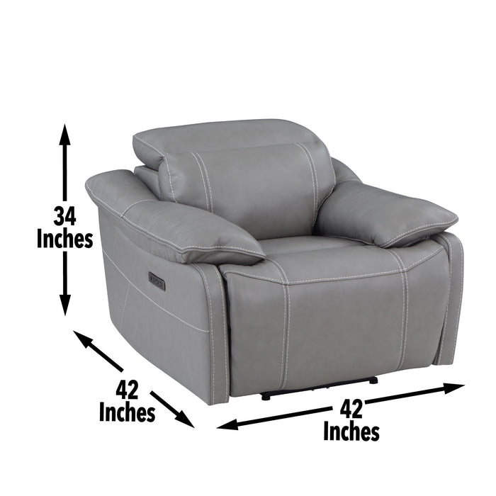 Alpine - Leather Dual Power Recliner - Gray - JaxCo Furniture