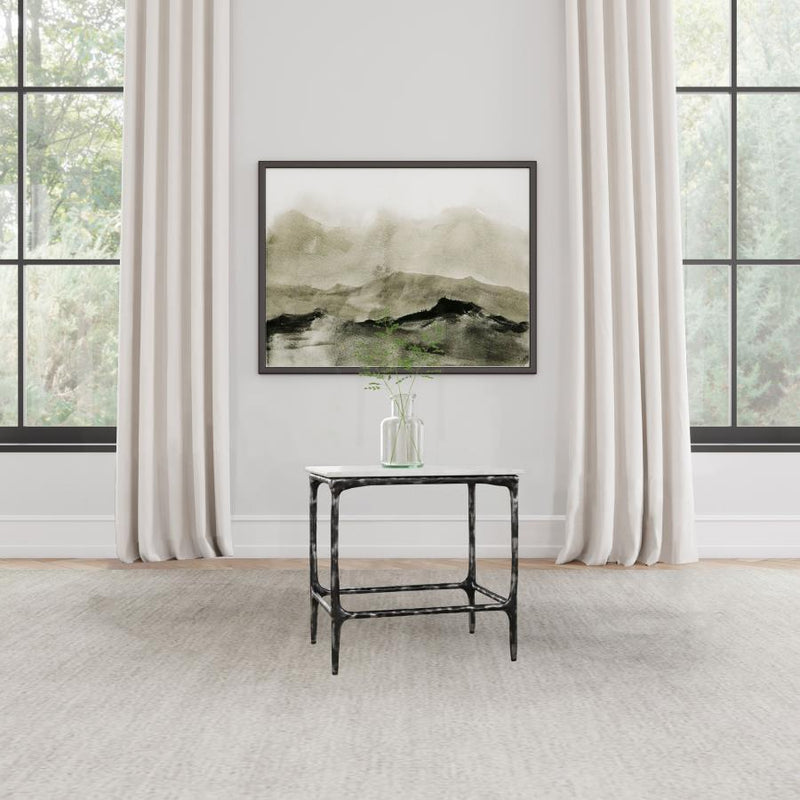 Ebby - Square Genuine Marble Top Metal End Table - White - JaxCo Furniture