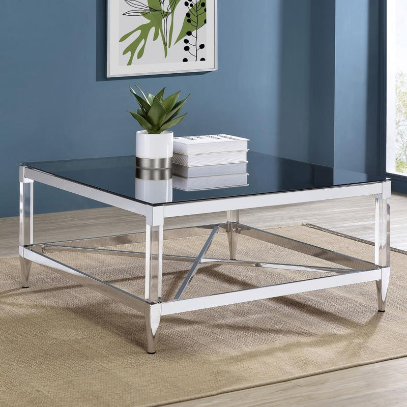 Lindley - Square Tempered Mirror Acrylic Table - JaxCo Furniture
