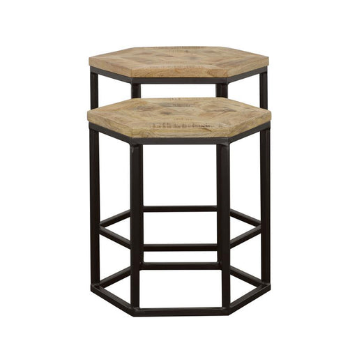 Adger - 2 Piece Hexagonal Nesting Tables - Natural And Black - JaxCo Furniture