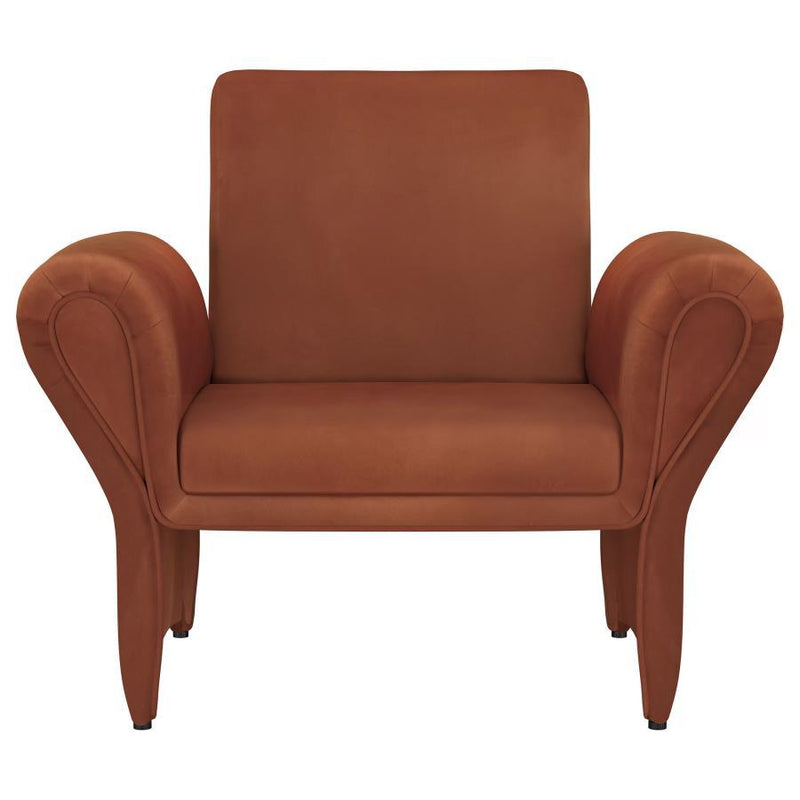 Liana - Upholstered Roll Arm Accent Armchair - Rust - JaxCo Furniture