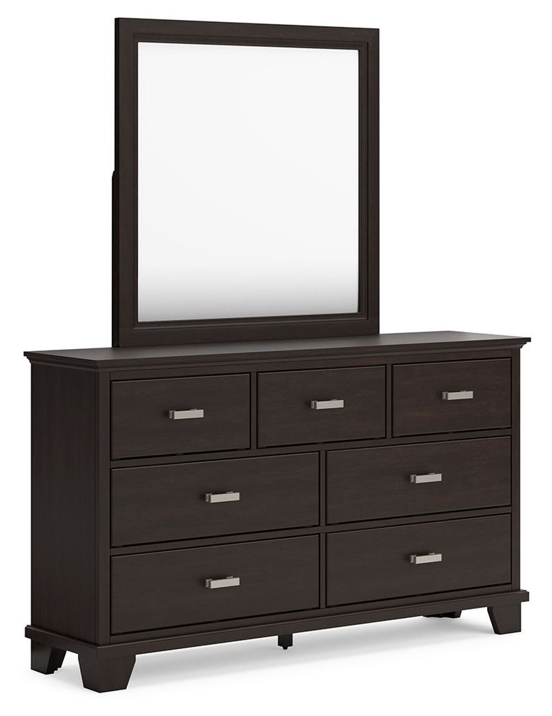 Covetown - Dark Brown - Dresser And Mirror - JaxCo Furniture