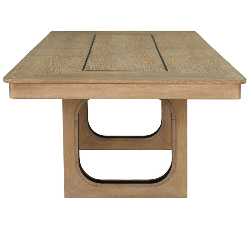 Escape - Dining Rectangular Table With Console And 8 Caster Chairs - Glazed Natural Oak Black Metal Trim - JaxCo Furniture