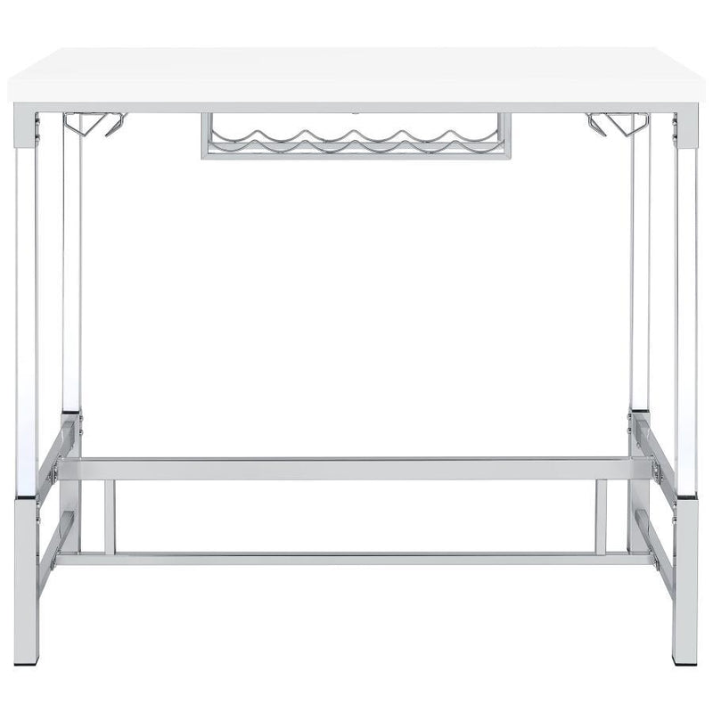 Norcrest - Acrylic Leg Bar Table - White High Gloss - JaxCo Furniture