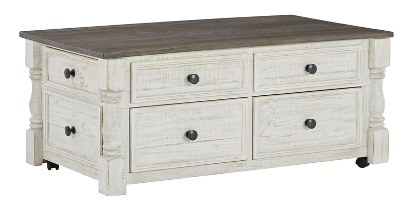 Havalance - White / Gray - Lift Top Cocktail Table with Storage Drawers - JaxCo Furniture
