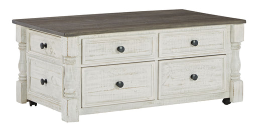 Havalance - White / Gray - Lift Top Cocktail Table with Storage Drawers - JaxCo Furniture