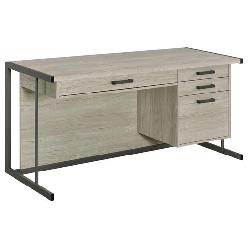 Loomis - 4-Drawer Computer Desk - Whitewashed Gray - JaxCo Furniture