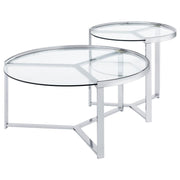 Delia - 2 Piece Round Glass Top Nesting Coffee Table - JaxCo Furniture