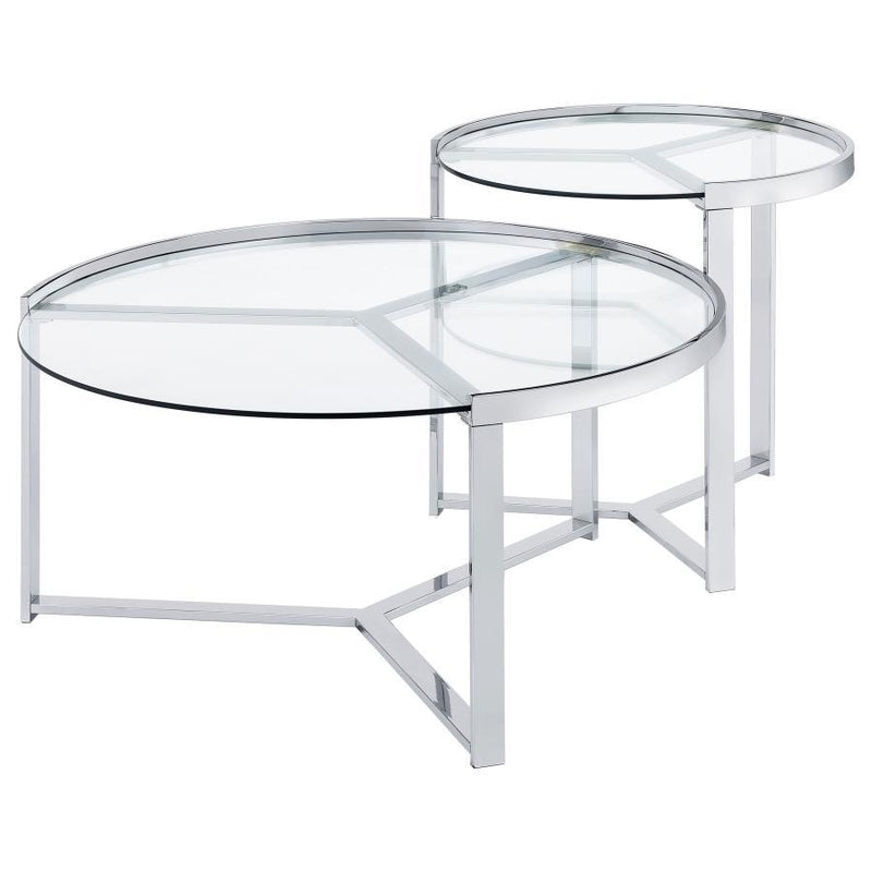 Delia - 2 Piece Round Glass Top Nesting Coffee Table - JaxCo Furniture