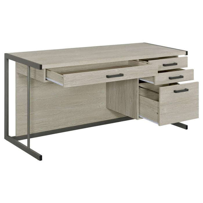 Loomis - 4-Drawer Computer Desk - Whitewashed Gray - JaxCo Furniture