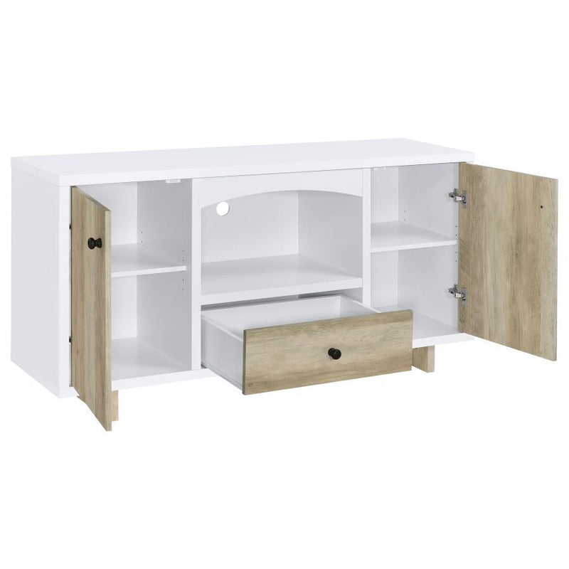 Dalton - 2 Door Storage Credenza - White And Distressed Pine - JaxCo Furniture