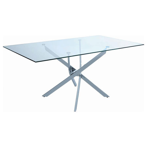 Carmelo - Rectangular Glass Top Dining Table - Chrome - JaxCo Furniture